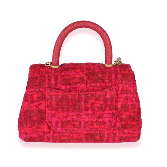 Chanel Pink Boucle Tweed Small Coco Top Handle - Picture 5 of 8